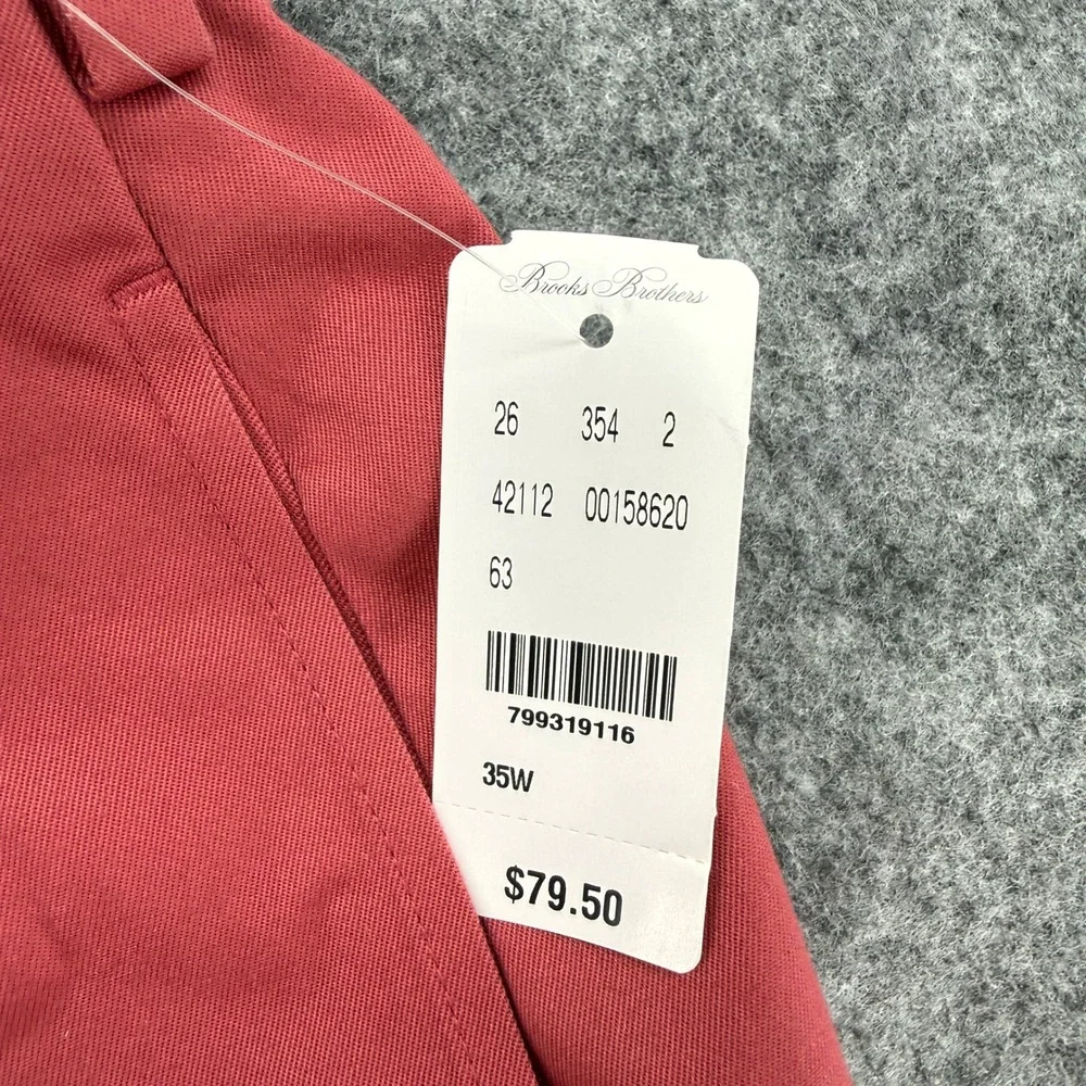 Brooks Brothers Advantage Chino Men 35W Red Pink NWT Waistband Flat Front